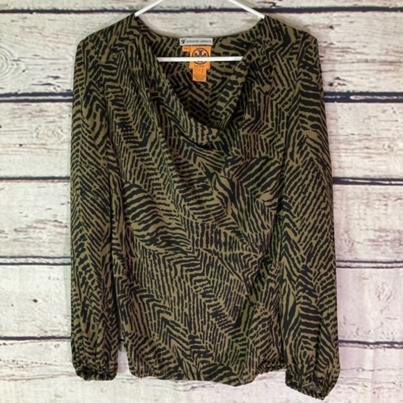 TORY Burch 100% Silk Printed Long Sleeve Blouse - Picture 1 of 9